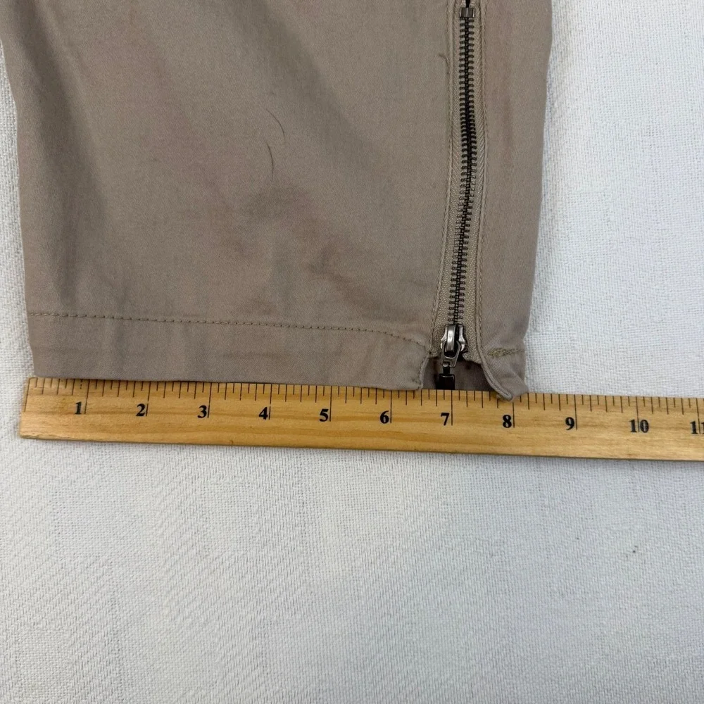Avenue Tan Ankle Pants Womens 22 Average Khaki Side Zip Straight Leg Stretch